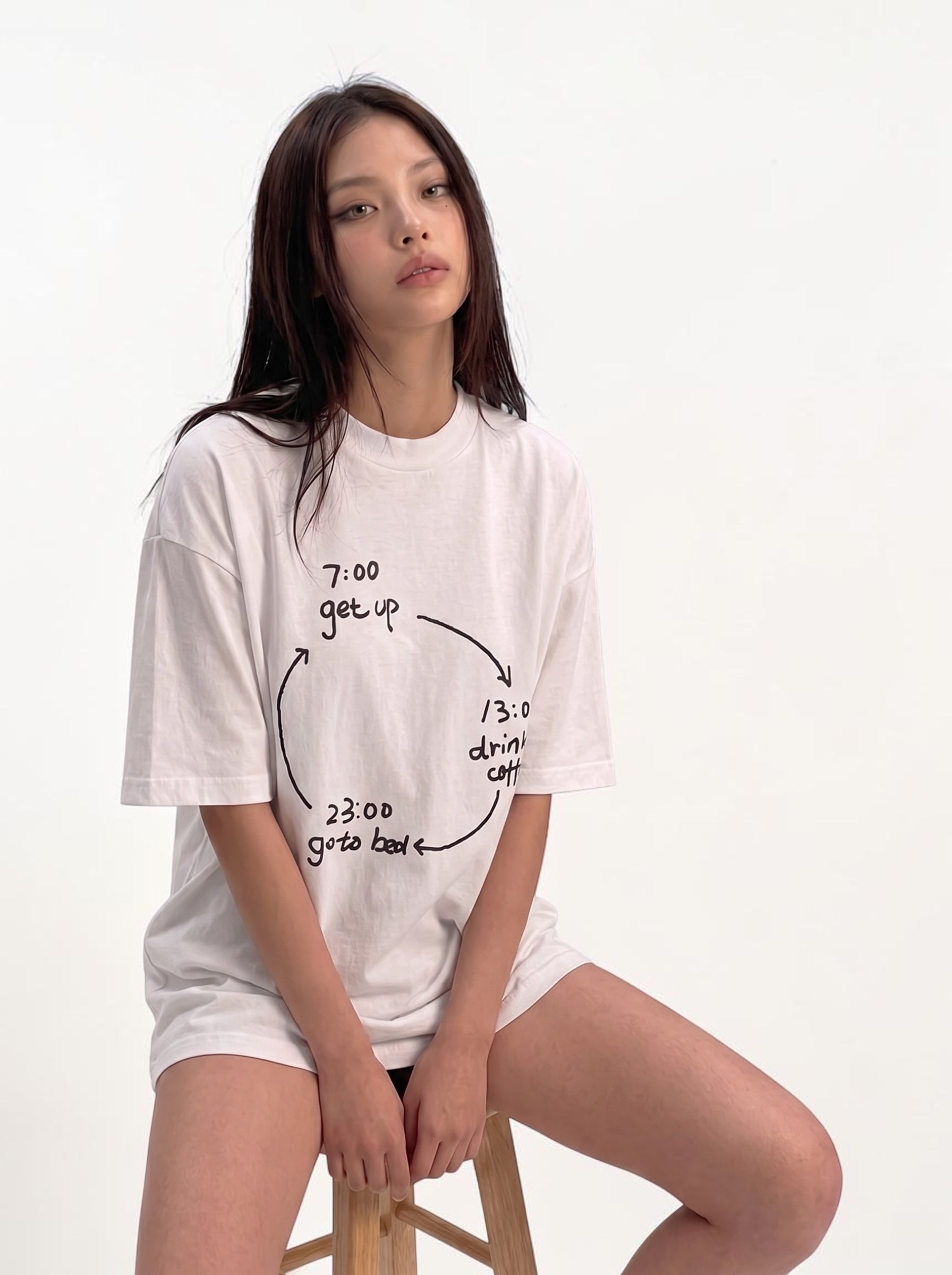 Busy Schedule timeline-print 250GSM cotton tee — streetwear
