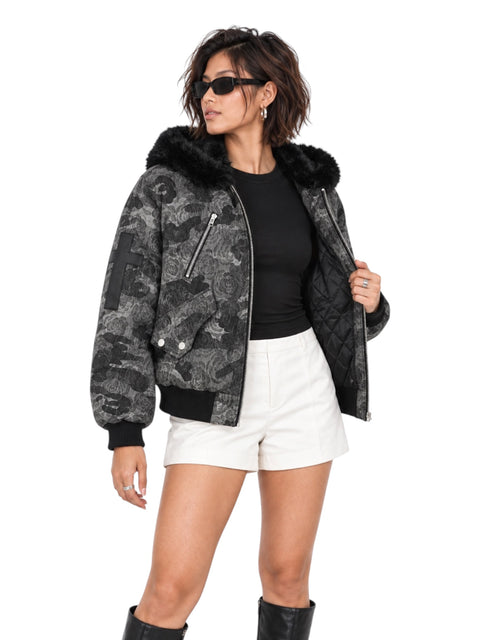 Rose Camo Plush-Hood Utility Jacket